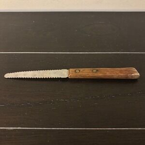 Vintage | Double Serrated | Utility Knife | Stainless Steel | Japan Wood Handle